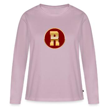 Lettre R - T-shirt manches longues Premium bio Femme - rose poudré - Devant - Julia (174cm)