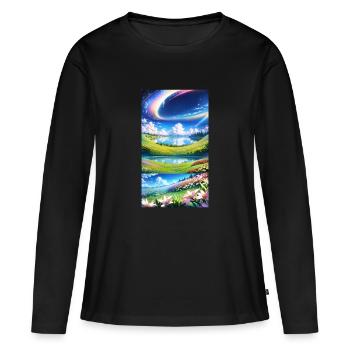 Landschaft mit 4 Bereichen - Frauen Premium Bio Langarmshirt - Schwarz - Vorne - Julia (174cm)