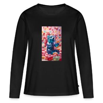 Riesige pastellfarbene Gummibärchen - Frauen Premium Bio Langarmshirt - Schwarz - Vorne - Julia (174cm)