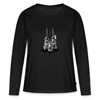 Cathédrale de Cologne | Cathédrale de Cologne en Allemagne - T-shirt manches longues Premium bio Femme - noir - Devant - Julia (174cm)
