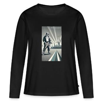 Hiphoper 127 0 0 1 est ma capuche - T-shirt manches longues Premium bio Femme - noir - Devant - Julia (174cm)