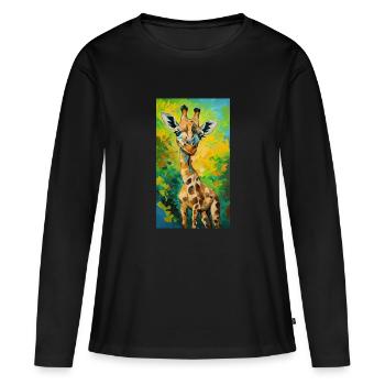 Girafe Peinture Peinture Art bande dessinée - T-shirt manches longues Premium bio Femme - noir - Devant - Julia (174cm)