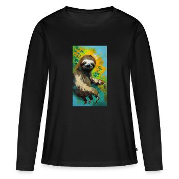 Peinture de paresseux Faultier gemälde kunst BD art - T-shirt manches longues Premium bio Femme - noir - Devant - Julia (174cm)