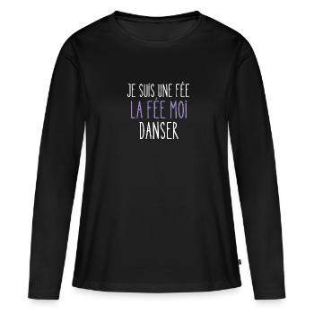 t-shirt femme danse la fée moi danser - T-shirt manches longues Premium bio Femme - noir - Devant - Julia (174cm)
