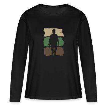 Silhouette de soldat - T-shirt manches longues Premium bio Femme - noir - Devant - Julia (174cm)