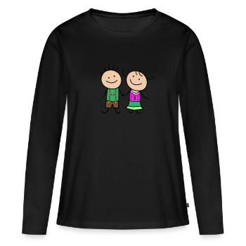 Joli couple - T-shirt manches longues Premium bio Femme - noir - Devant - Julia (174cm)