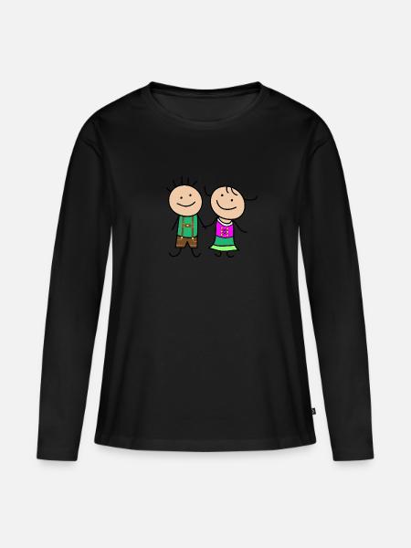 Niedliches Paar - Frauen Premium Bio Langarmshirt - Schwarz