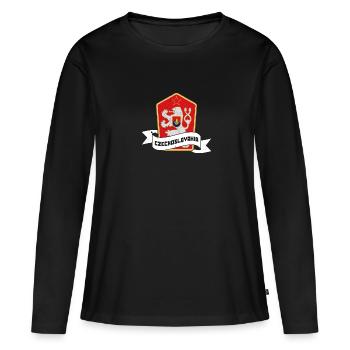 Tschechien Flagge Slowakei Land National - Frauen Premium Bio Langarmshirt - Schwarz - Vorne - Julia (174cm)