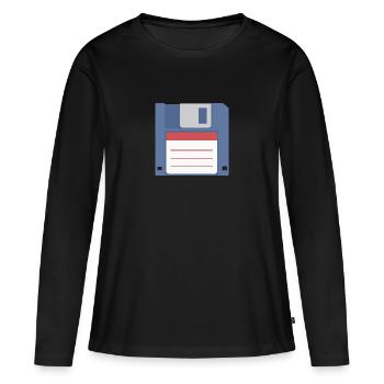 Disquette 3 5 pouces avant de la disquette - T-shirt manches longues Premium bio Femme - noir - Devant - Julia (174cm)