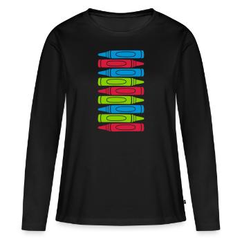 Beaucoup de crayons de cire cool design - T-shirt manches longues Premium bio Femme - noir - Devant - Julia (174cm)