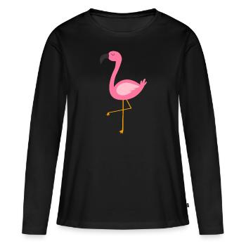 Flamant simple - T-shirt manches longues Premium bio Femme - noir - Devant - Julia (174cm)