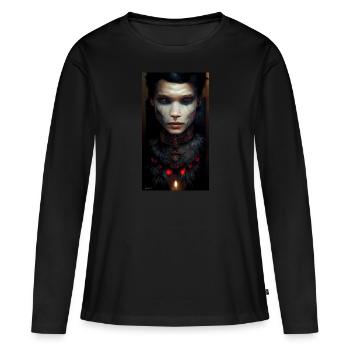 Guerrier rouge - T-shirt manches longues Premium bio Femme - noir - Devant - Julia (174cm)