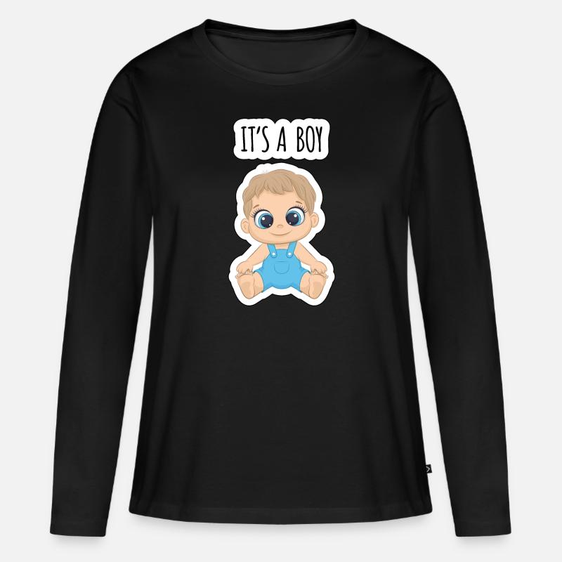 Es ist ein Junge - Frauen Premium Bio Langarmshirt - Schwarz
