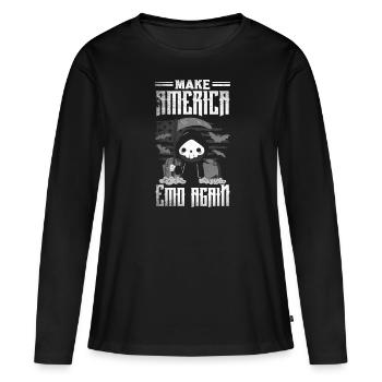 Emoticon Make America Emo Again Emocore Esthétique - T-shirt manches longues Premium bio Femme - noir - Devant - Julia (174cm)