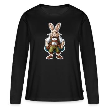 Lederhosen / Animal / Traditional costume / Tradition / Rabbit - Women's Premium Organic Long Sleeve Shirt - black - Front - Julia (174cm)