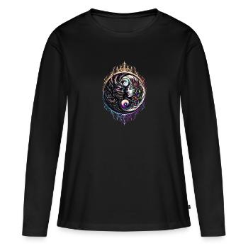 Eternal Duality Large - Women's Premium Organic Long Sleeve Shirt - black - Front - Julia (174cm)