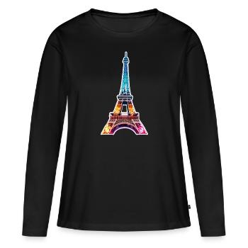 Eiffel tower #12 - T-shirt manches longues Premium bio Femme - noir - Devant - Julia (174cm)