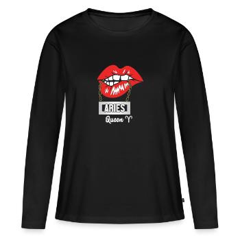 Sternzeichen Widder - Frauen Premium Bio Langarmshirt - Schwarz - Vorne - Julia (174cm)
