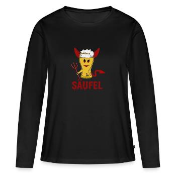 Säufel Teufel Säufer Wortwitz Bière Halloween - T-shirt manches longues Premium bio Femme - noir - Devant - Julia (174cm)