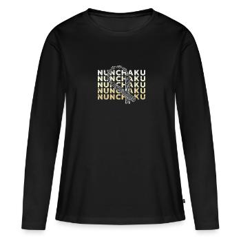 Ninja Ninjutsu Training Nunchaku Japon Armes - T-shirt manches longues Premium bio Femme - noir - Devant - Julia (174cm)