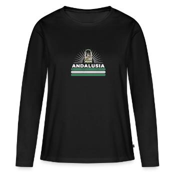 Andalusien autonome Gemeinschaft Spanien - Frauen Premium Bio Langarmshirt - Schwarz - Vorne - Julia (174cm)
