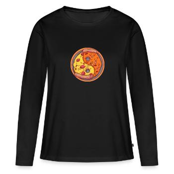 Pizza fusion en équilibre - T-shirt manches longues Premium bio Femme - noir - Devant - Julia (174cm)