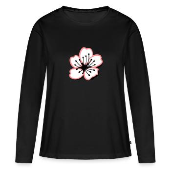 Fleur de cerisier Sakura - T-shirt manches longues Premium bio Femme - noir - Devant - Julia (174cm)