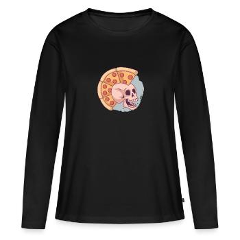 Pizza Mohawk punk - T-shirt manches longues Premium bio Femme - noir - Devant - Julia (174cm)