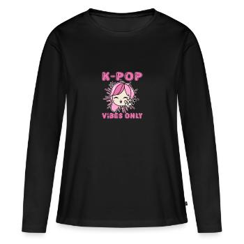 Idée cadeau motif coréen à la mode pour les fans de K-pop - T-shirt manches longues Premium bio Femme - noir - Devant - Julia (174cm)