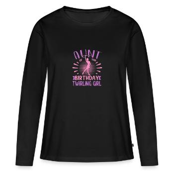 Aunt Of the Birthday Girl Twirling Family Design - Frauen Premium Bio Langarmshirt - Schwarz - Vorne - Julia (174cm)