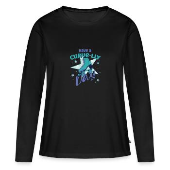 Rollerskater Party Have A Curve-lly Day Gift Idea - Frauen Premium Bio Langarmshirt - Schwarz - Vorne - Julia (174cm)