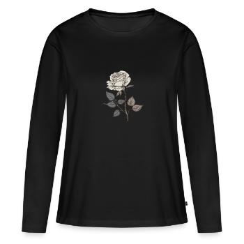 Rose blanche - T-shirt manches longues Premium bio Femme - noir - Devant - Julia (174cm)