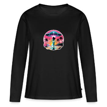 Summer vacation alien encounter. - Women's Premium Organic Long Sleeve Shirt - black - Front - Julia (174cm)