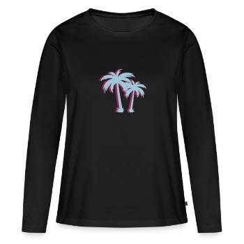 palmiers - T-shirt manches longues Premium bio Femme - noir - Devant - Julia (174cm)
