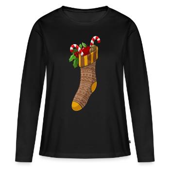 chaussettes de Noël - T-shirt manches longues Premium bio Femme - noir - Devant - Julia (174cm)