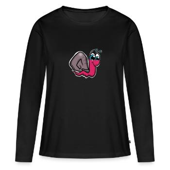 Caricature d'escargot - T-shirt manches longues Premium bio Femme - noir - Devant - Julia (174cm)