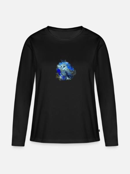 Eule - Frauen Premium Bio Langarmshirt - Schwarz