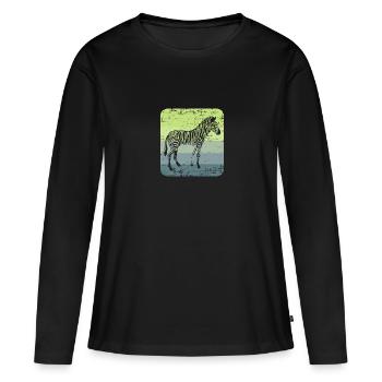 Zebra - Frauen Premium Bio Langarmshirt - Schwarz - Vorne - Julia (174cm)