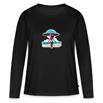 UFO encounter during summer vacation. - Women's Premium Organic Long Sleeve Shirt - black - Front - Julia (174cm)