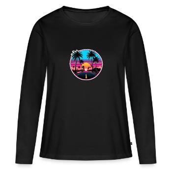 Palm tree road at sunset. - Women's Premium Organic Long Sleeve Shirt - black - Front - Julia (174cm)