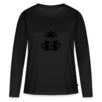 Beer Palm Trees Beach - Women's Premium Organic Long Sleeve Shirt - black - Front - Julia (174cm)