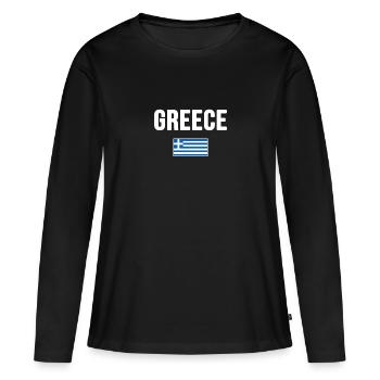 Grèce - T-shirt manches longues Premium bio Femme - noir - Devant - Julia (174cm)