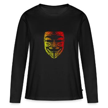 Guy Fawkes Maske - Frauen Premium Bio Langarmshirt - Schwarz - Vorne - Julia (174cm)