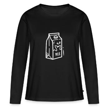 lait - T-shirt manches longues Premium bio Femme - noir - Devant - Julia (174cm)