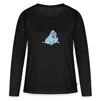 seehund verliebt - Frauen Premium Bio Langarmshirt - Schwarz - Vorne - Julia (174cm)
