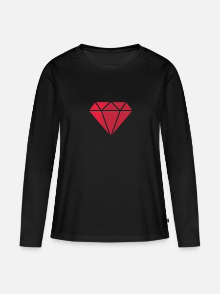 Diamant - Frauen Premium Bio Langarmshirt - Schwarz