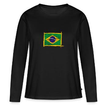 Brésil drapeau du Brésil - T-shirt manches longues Premium bio Femme - noir - Devant - Julia (174cm)