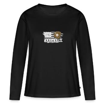 Baseball Catcher Pitcher Sportplatz Handschuhe - Frauen Premium Bio Langarmshirt - Schwarz - Vorne - Julia (174cm)