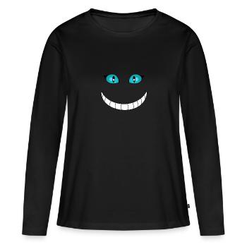 Grinsekatze - Frauen Premium Bio Langarmshirt - Schwarz - Vorne - Julia (174cm)