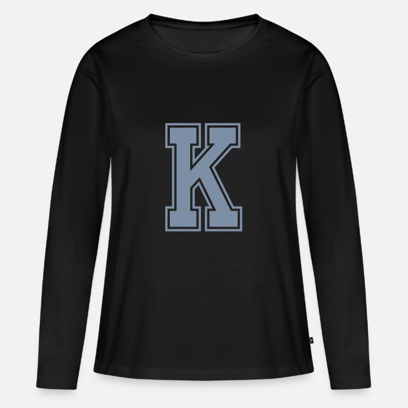 Buchstabe K - Frauen Premium Bio Langarmshirt - Schwarz
